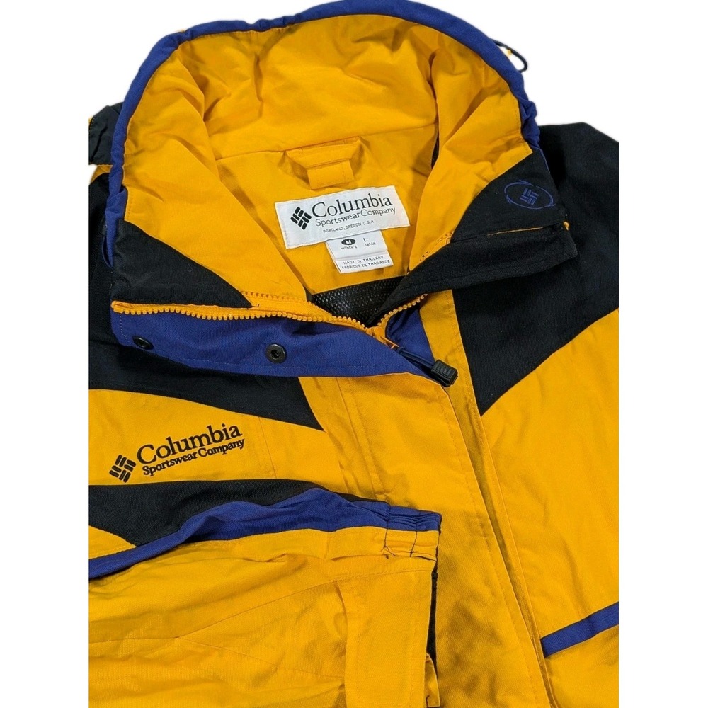 Columbia OmniTech Jacket Womens M Colorblock Yellow Vintage 90s Waterproof